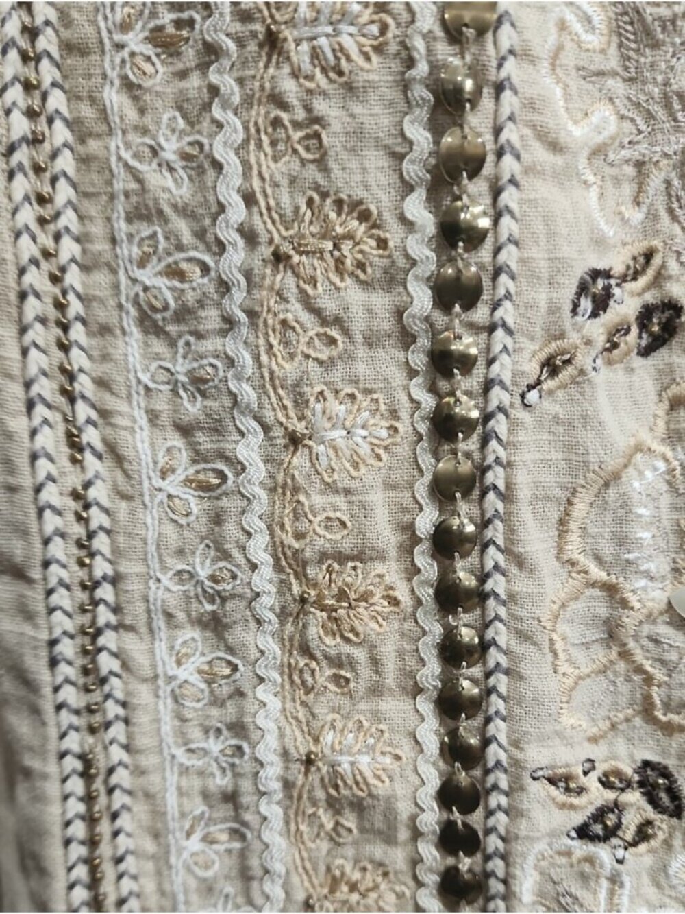 Natural Beige Embroidered Halter Top - Picture 3 of 3